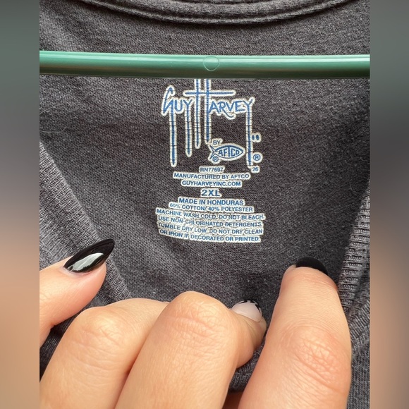 Guy Harvey T Shirt Men's XXL Gray Graphic Fish Long Sleeve - Picture 6 of 6